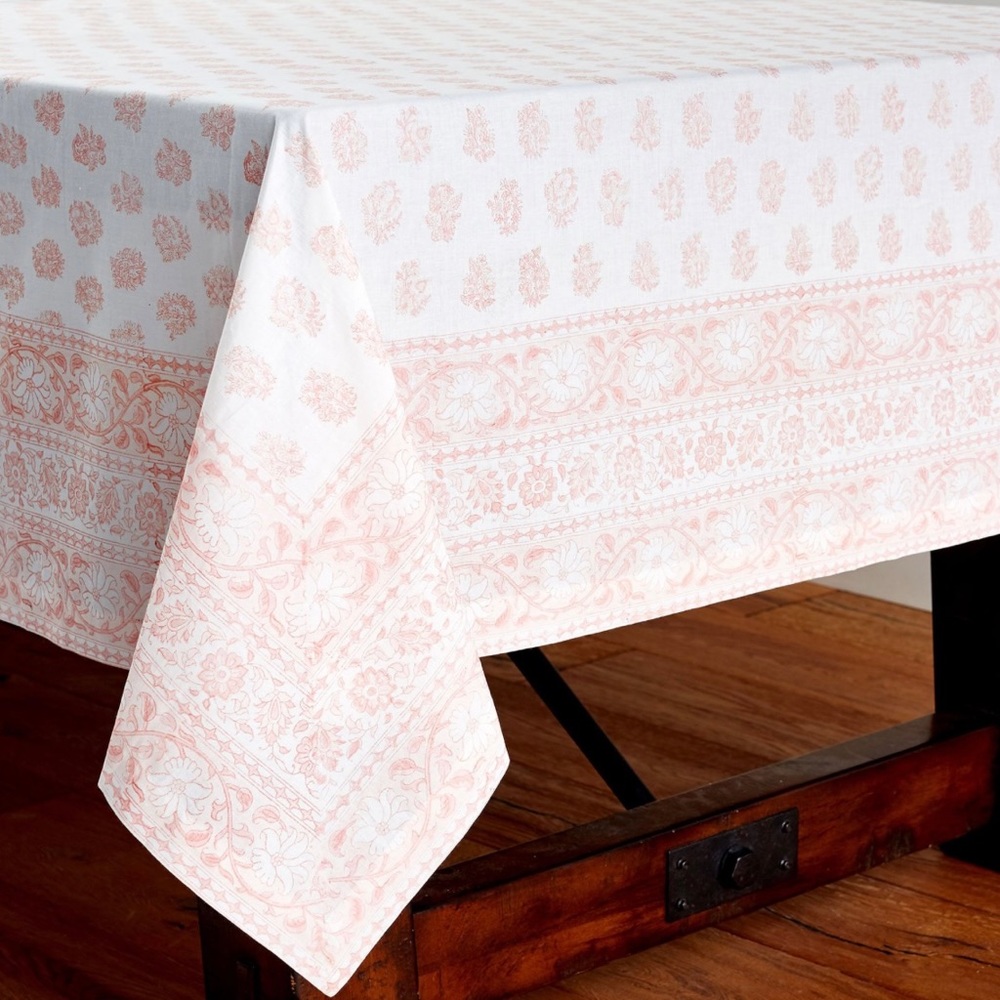 ISO Pottery Barn Block Print Lucia Blush Floral Tablecloth